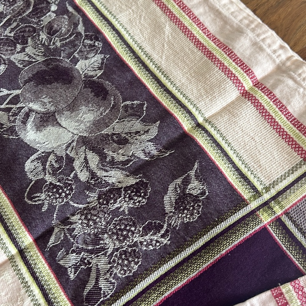 Anne De Solene Cotton Vintage Purple Pink Rectangular Fruit Print Table Cloth - Picture 16 of 17